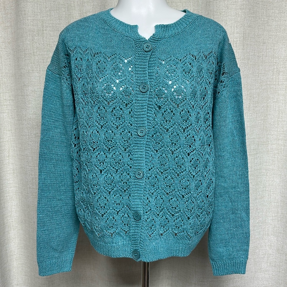 *** SALE *** MISLOOK Turquoise Blue Green Pretty Knit Cardigan Sweater